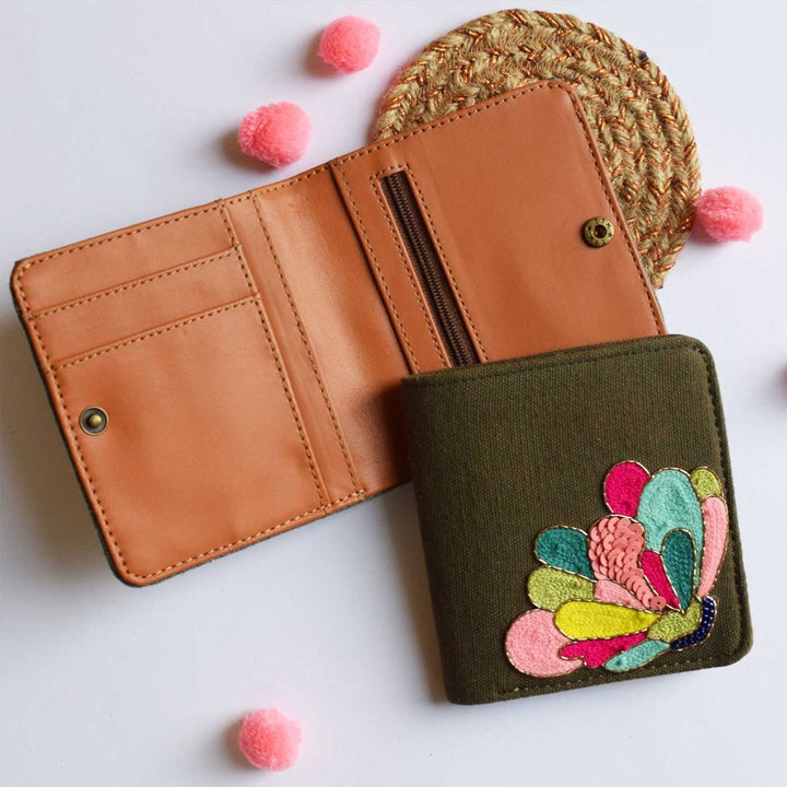 Handmade Embroidered Soraya Design Canvas Wallet