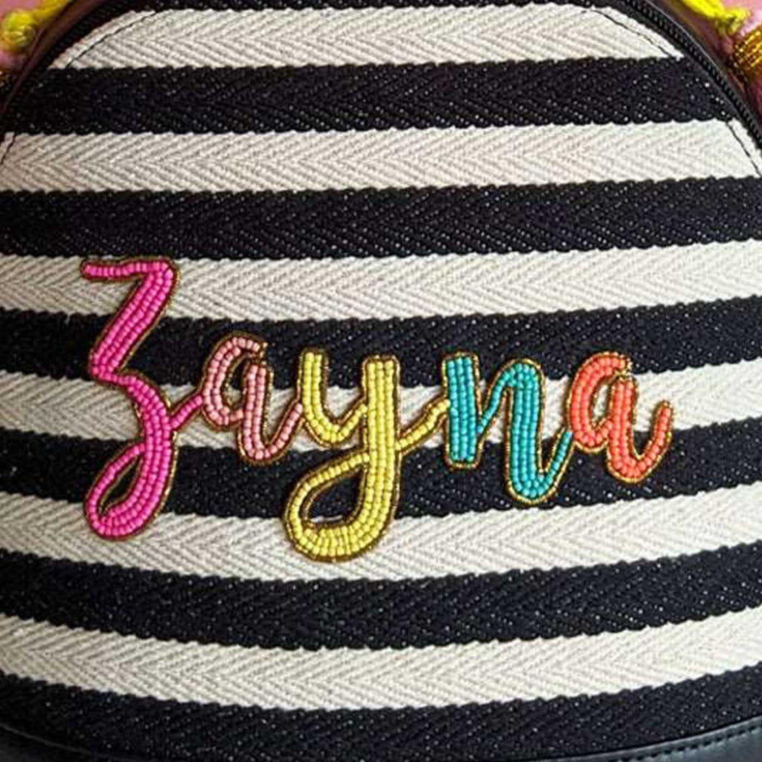 Personalized Handmade Embroidered Black And White Stripes Jacquard Backpack