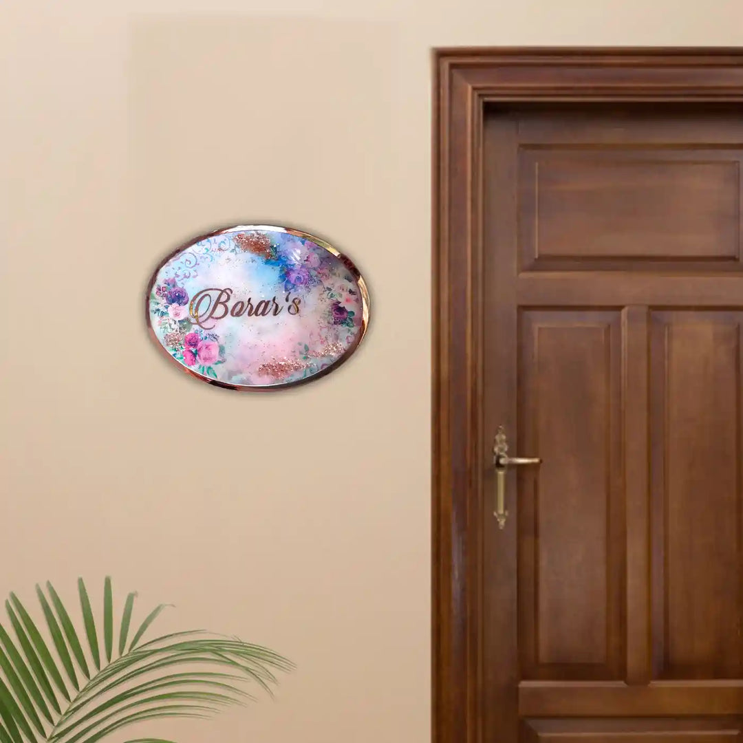 Personalized Floral Theme Resin Name Plate