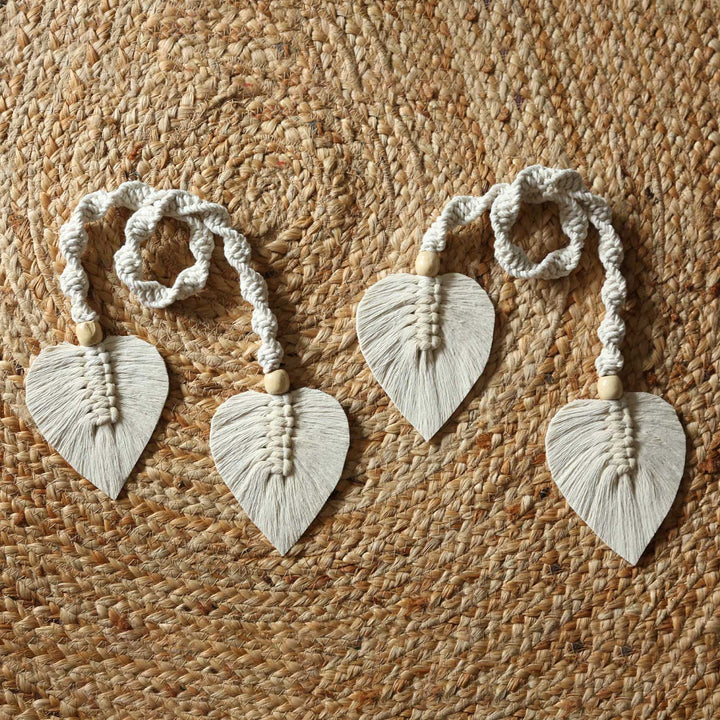 2 Pc | Handmade Macrame Leaf Design Cotton Curtain Tie-Back