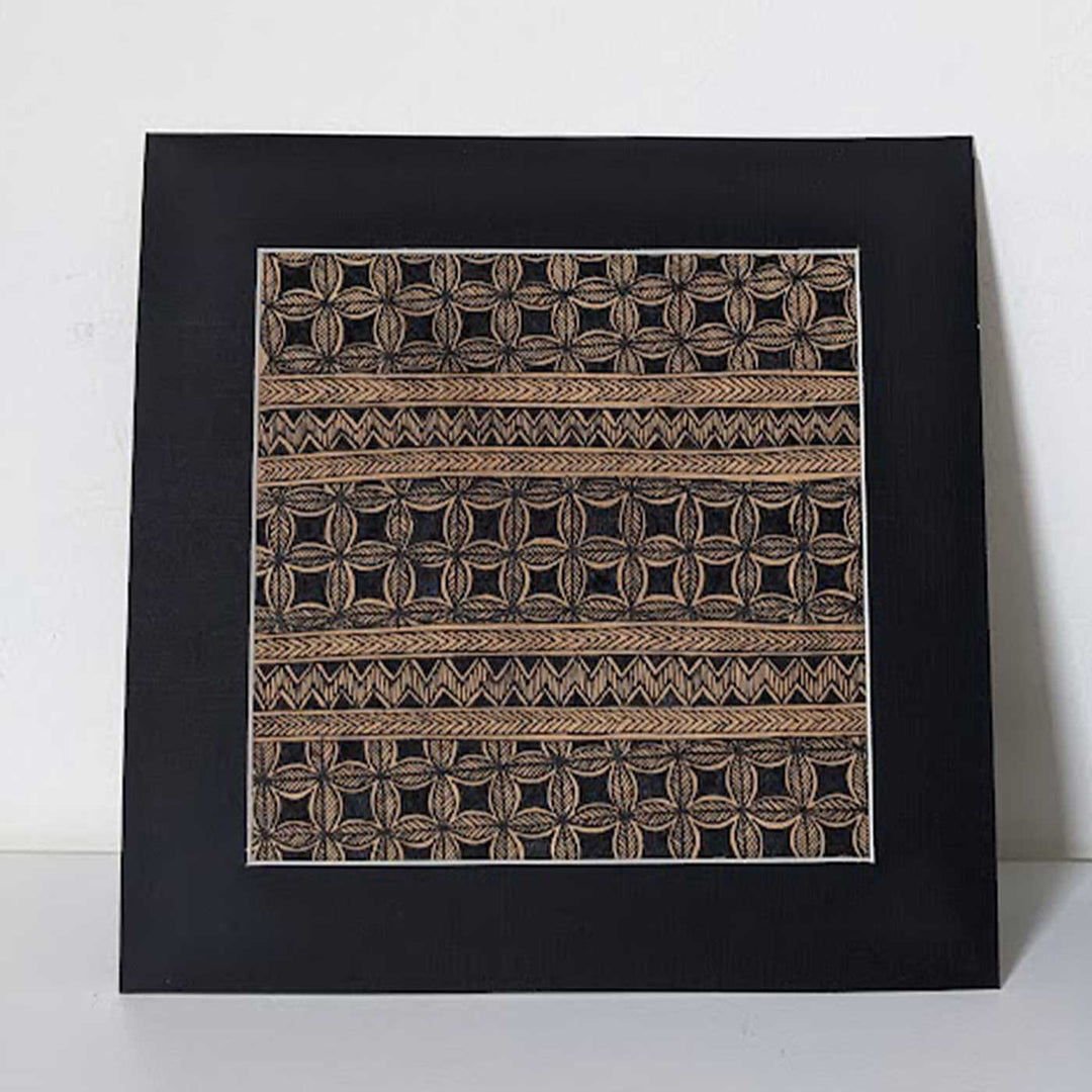 8 x 8 Inch | Black On Tea Treated Paper | Traditional Black & Brown Madhubani Style Drawing With Frame