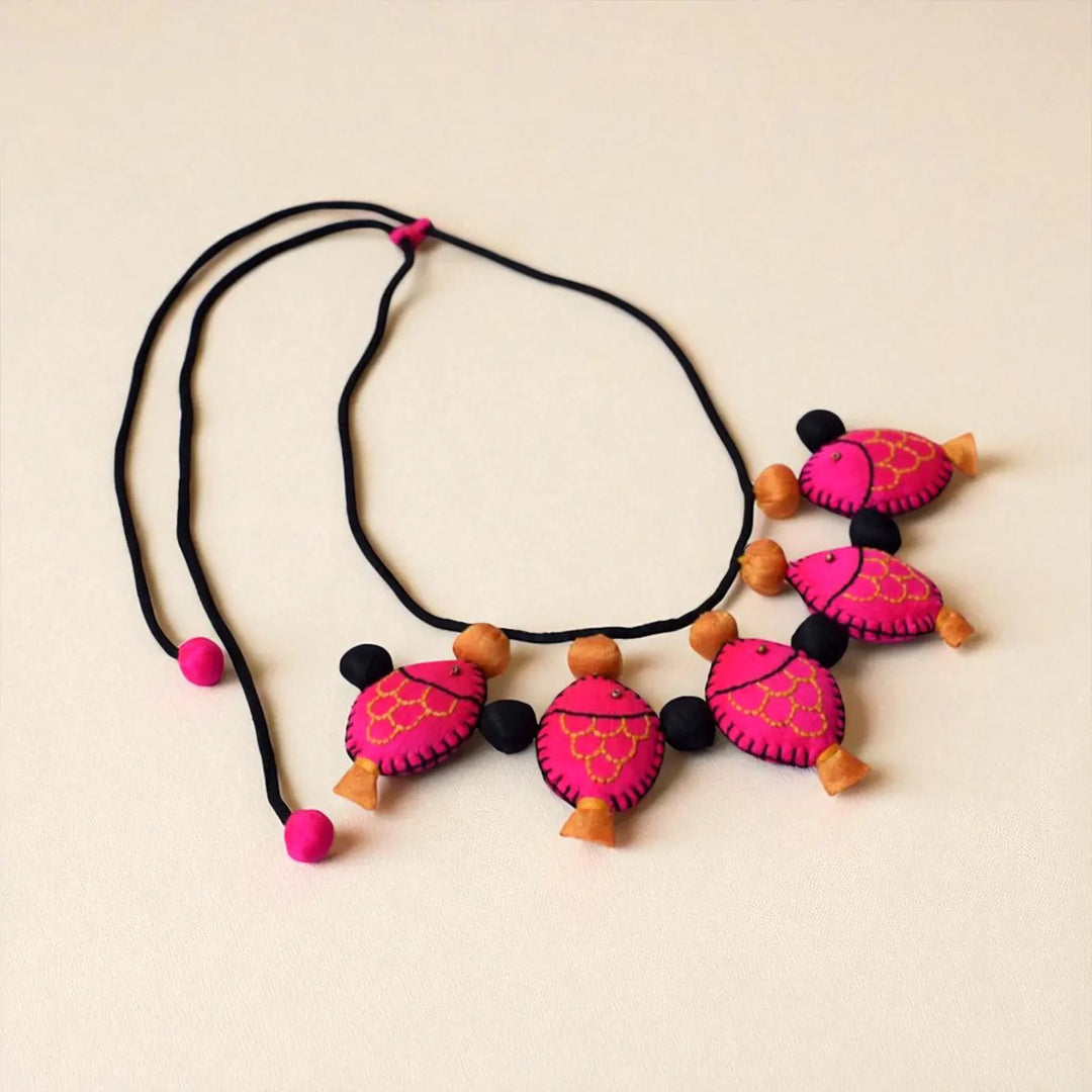 Handmade Textile Art Fish Design Dupion Silk Fabric Necklace