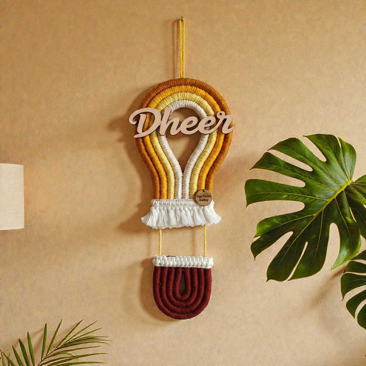 Personalized Macrame Hot Air Balloon Theme Kids Name Plate