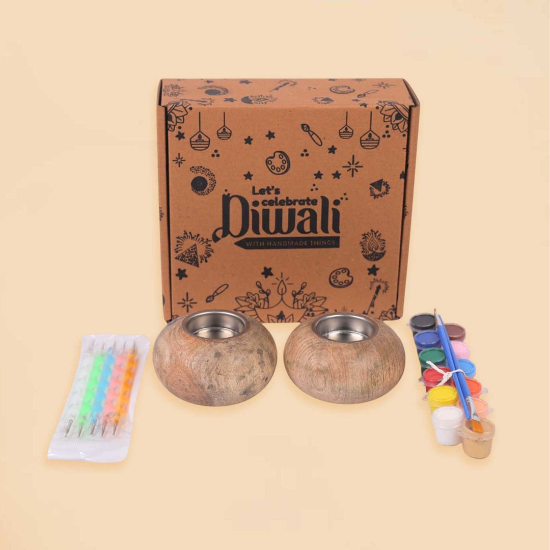 Pre Marked Wooden Tea Light Holder Painting MDF Wood DIY Kit