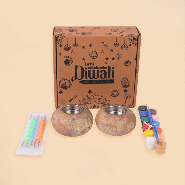 Pre Marked Wooden Tea Light Holder Painting MDF Wood DIY Kit