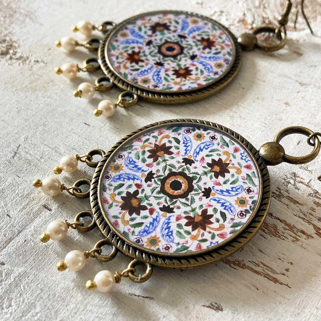 Amer Fort Ganesh Pol Medallion Metal Earrings