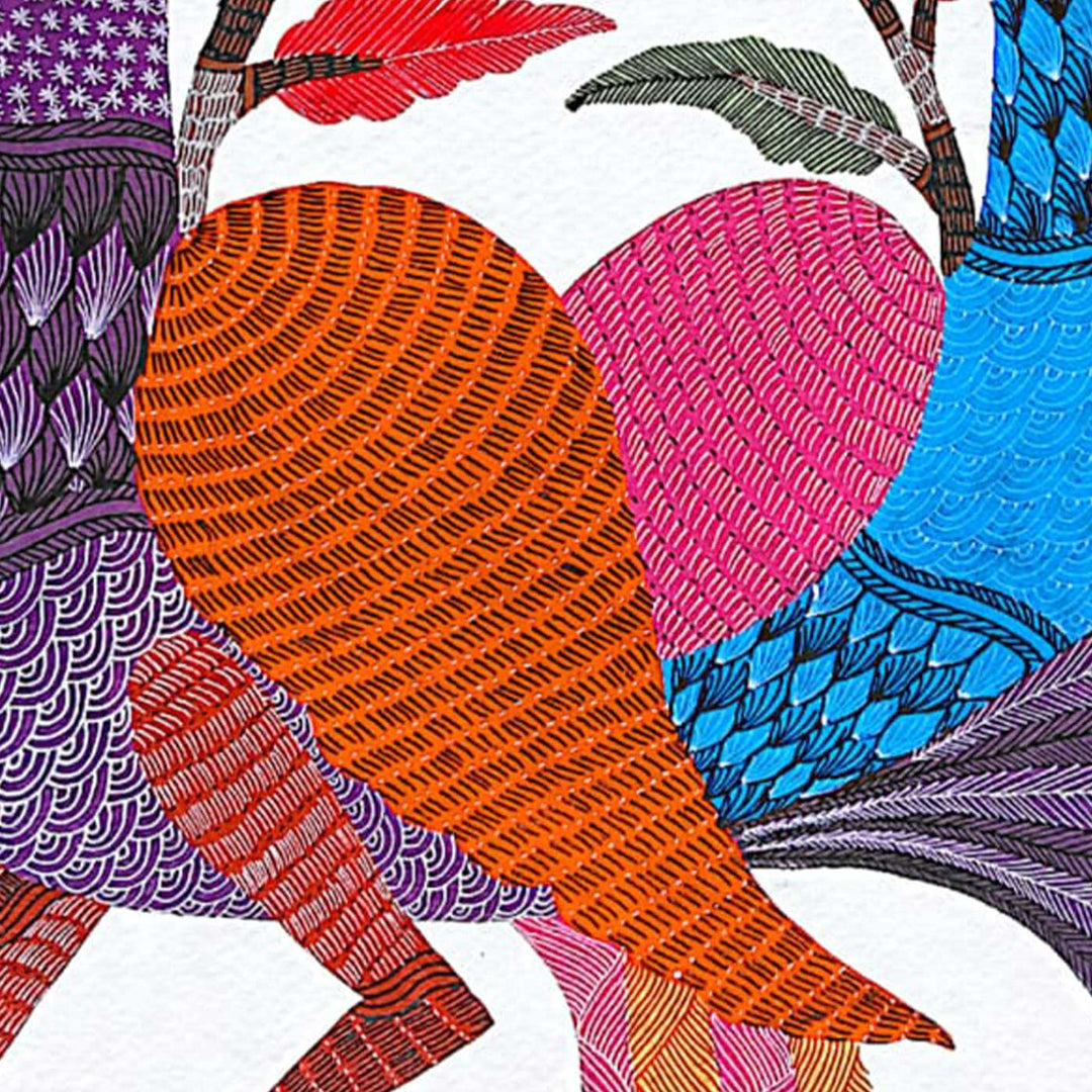11 x 15 Inch | Sacred Bond | Original Hand painted Tribal Gond Art Painting | Acrylic Paints On Paper