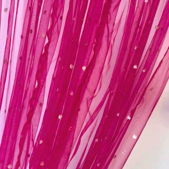 Pink Tissue Drape Backdrop Decor Kit With Stand & Mirror Cone Tassels