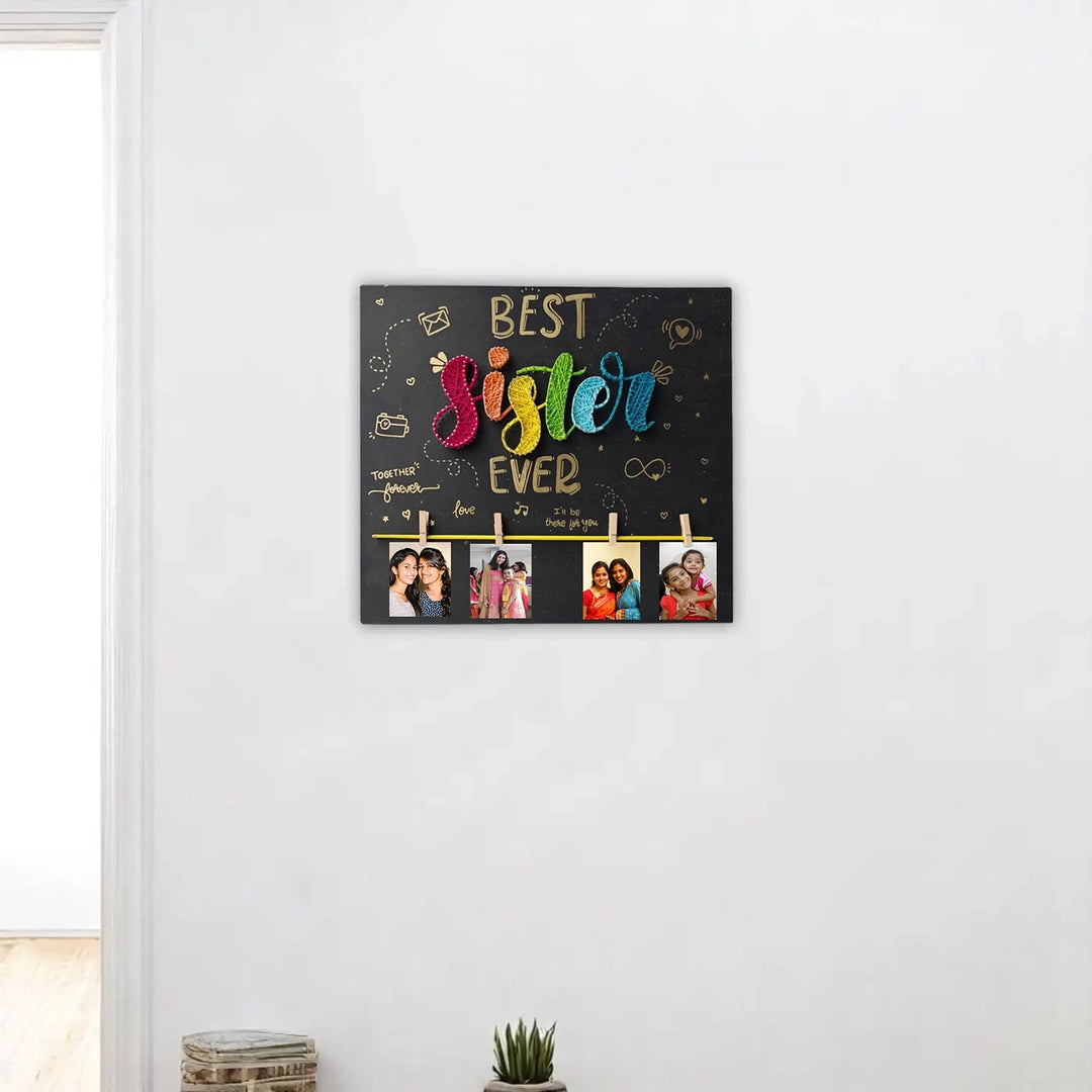 Photo Personalized Handmade String Art Best Sister Theme MDF Wood Decorative Plaque
