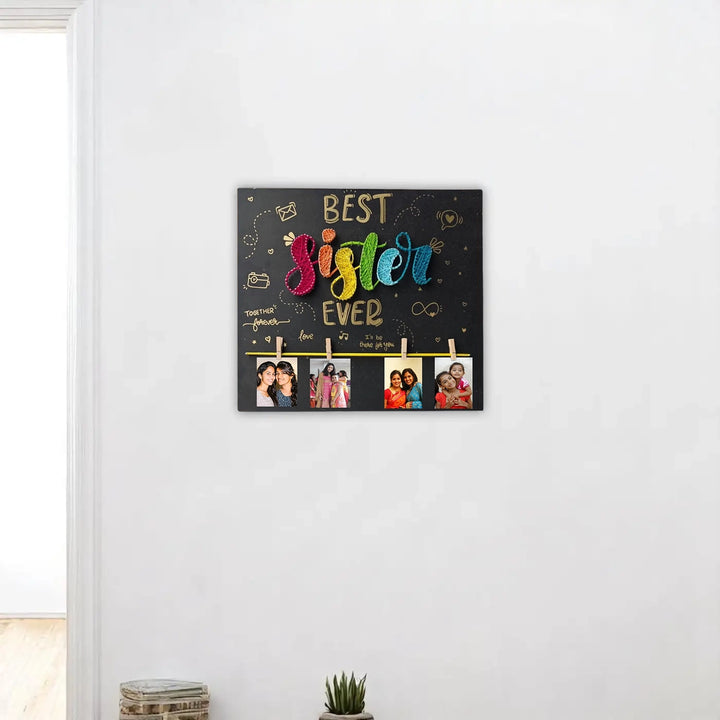 Photo Personalized Handmade String Art Best Sister Theme MDF Wood Decorative Plaque