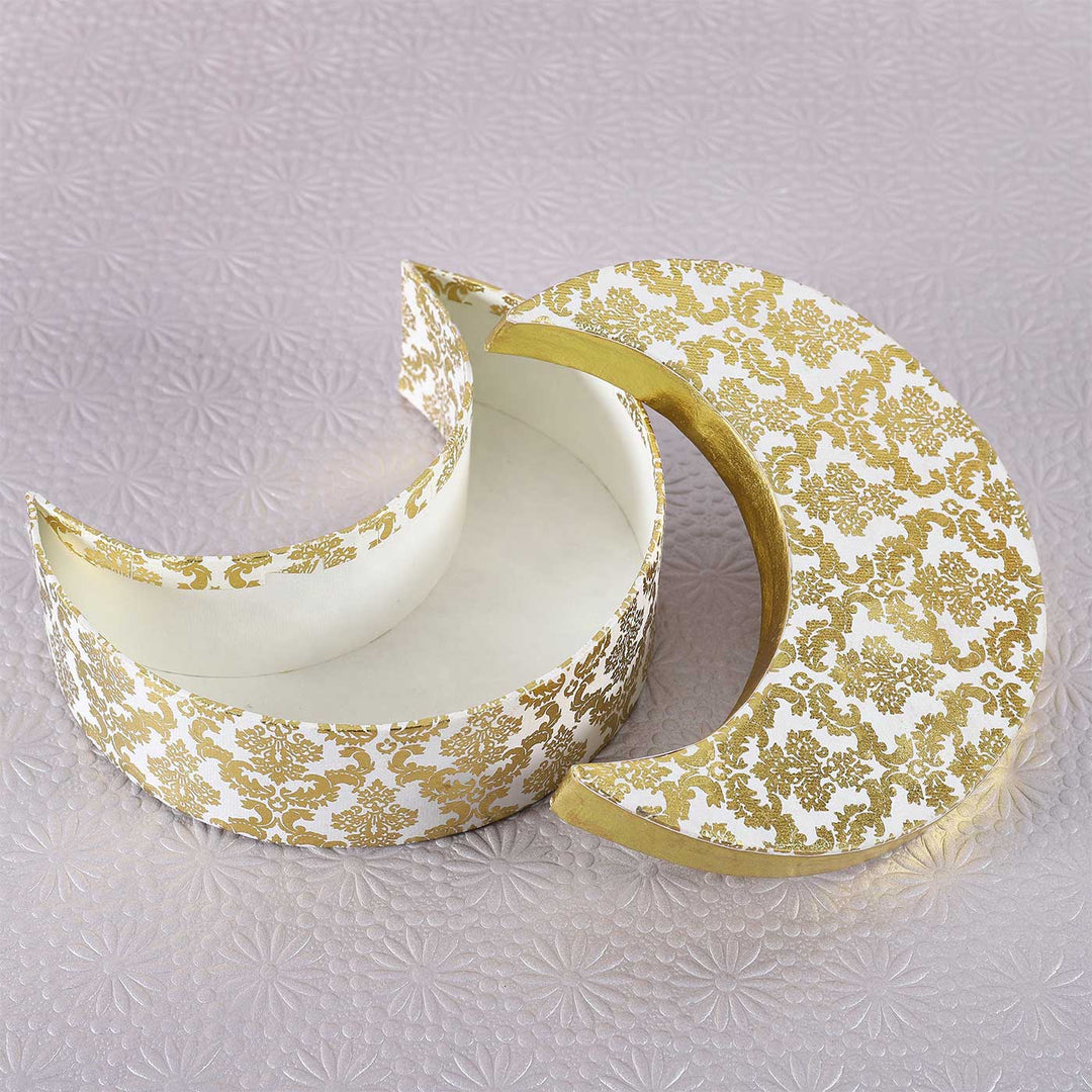 Handmade Damask Moon Shaped Paper Gift Box