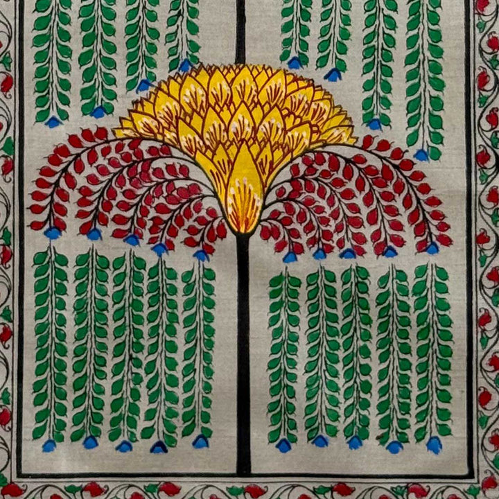 16 X 6 Inch | Handmade Tussar Silk Tree Of Life Painting