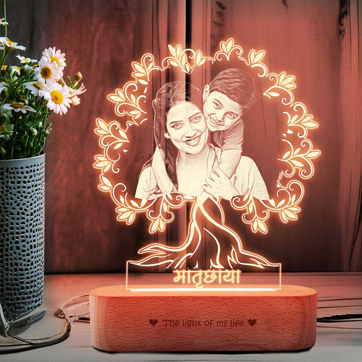 Photo Personalized "Matruchaya" Engraved Acrylic Lamp For Mothers