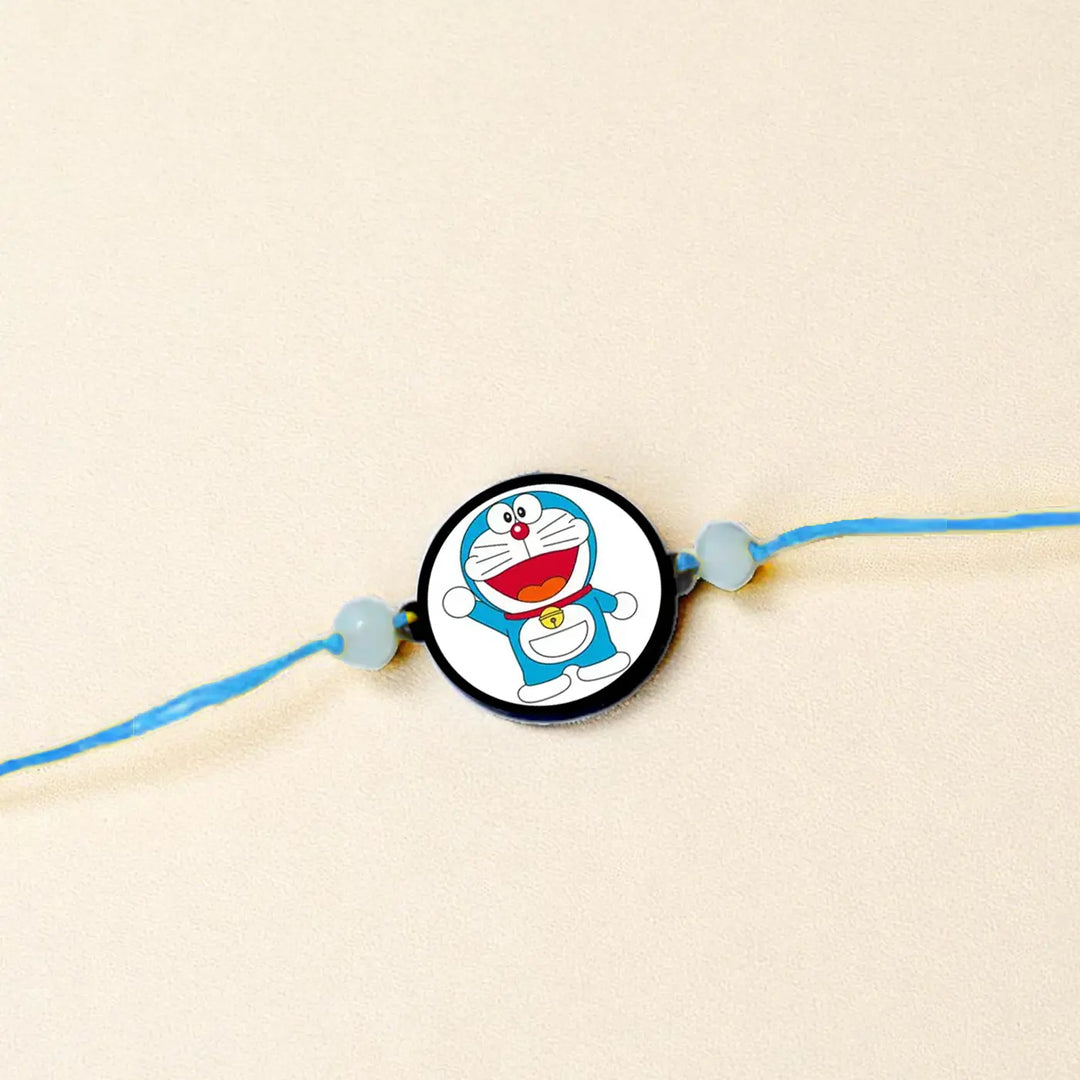 Handmade Doraemon Theme Kids Rakhi With Roli Chawal