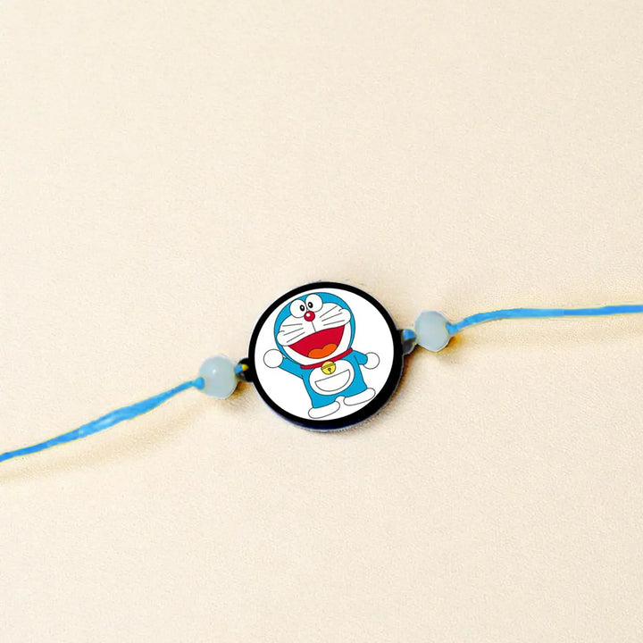 Handmade Doraemon Theme Kids Rakhi With Roli Chawal