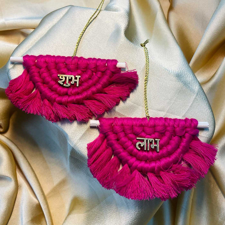 Handmade Macrame Minimal Design Cotton Shubh Labh Hangings
