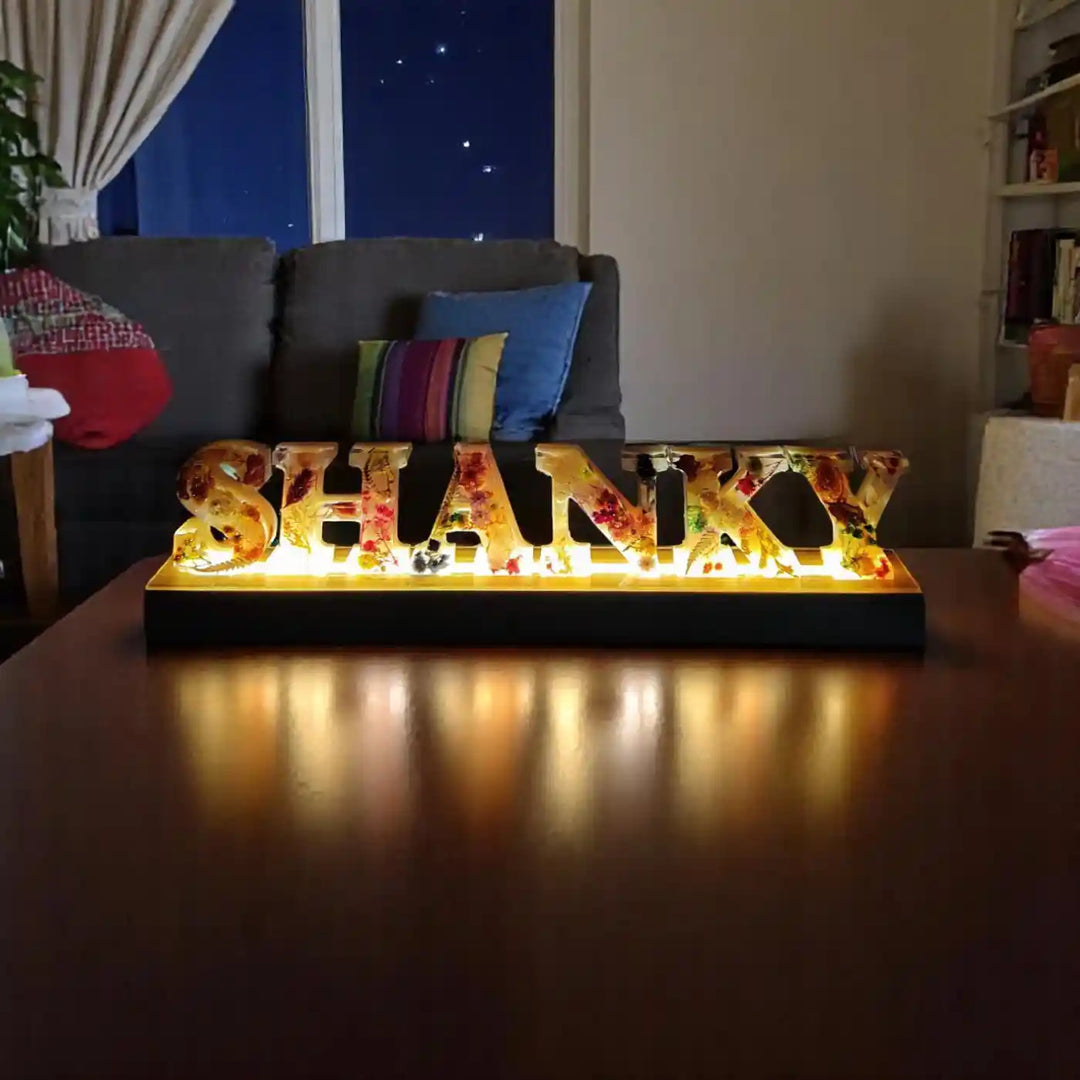 Personalized Resin Tabletop Name Plate with LED Lights