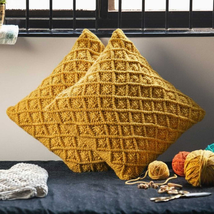 Set Of 2 | Handmade Macrame Diamond Design Cotton Cushion Cover