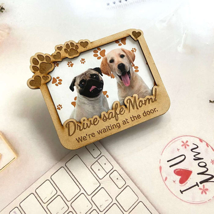 Photo Personalized Handmade Paw Theme MDF Wood Car Visor Clip