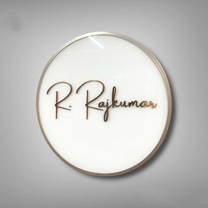 Personalized Engraved Round White Copper Stainless Steel Name Plate