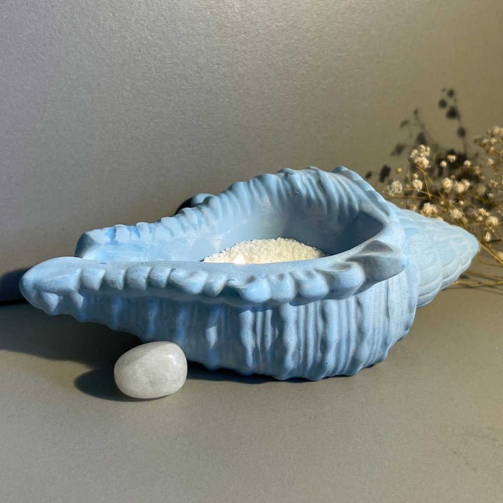Handmade Luminous Concrete Gift Hamper | Includes 1 Ovoid Bowl Large, 1 Conch Shell Candle, 1 Urn, 2 Concrete Succulents