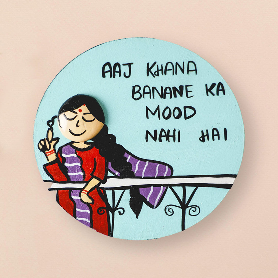 Handcrafted MDF & Clay Aunty Fridge Magnet