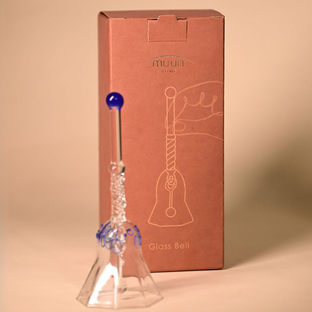 Handmade Blue Ringing Glass Bell | 5.9 inch