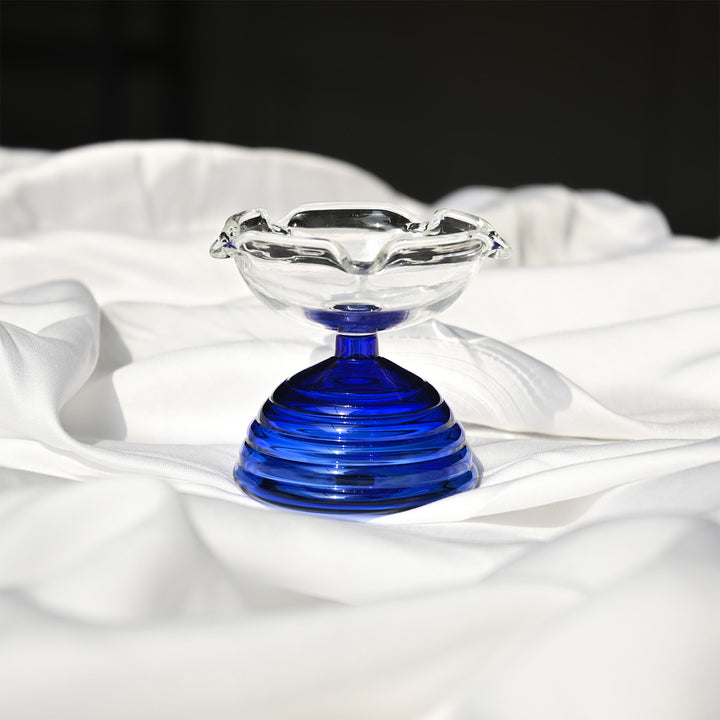 Handmade Blue Small Borosilicate Glass Oil Lamp / Diya | 2.2 inch