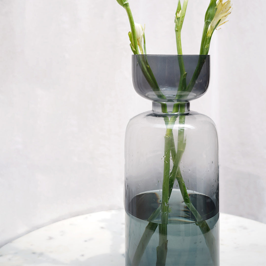 Handmade Grey Grande Tinted Glass Vase | 11.8 inch