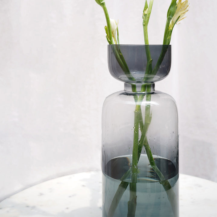 Handmade Grey Grande Tinted Glass Vase | 11.8 inch