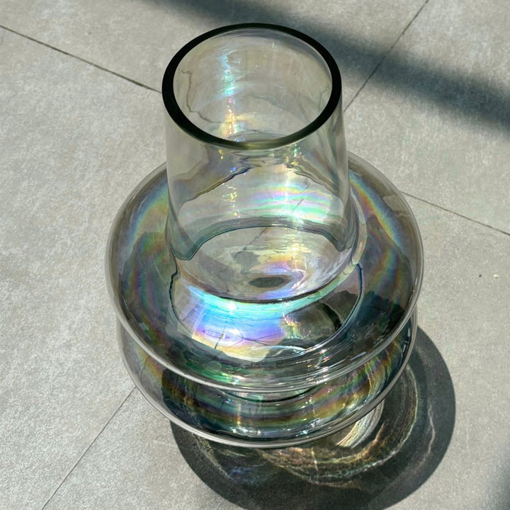 Handmade Iridescent Ripple Glass Vase | 12 inch