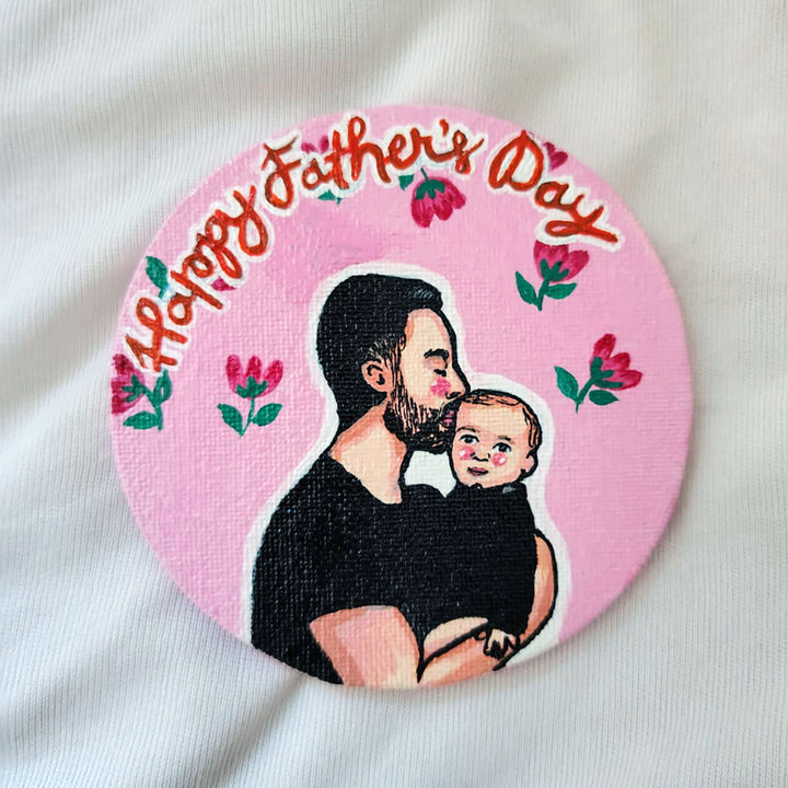 Photo Personalized Hand-Painted Father And Son Theme Canvas Fridge Magnet