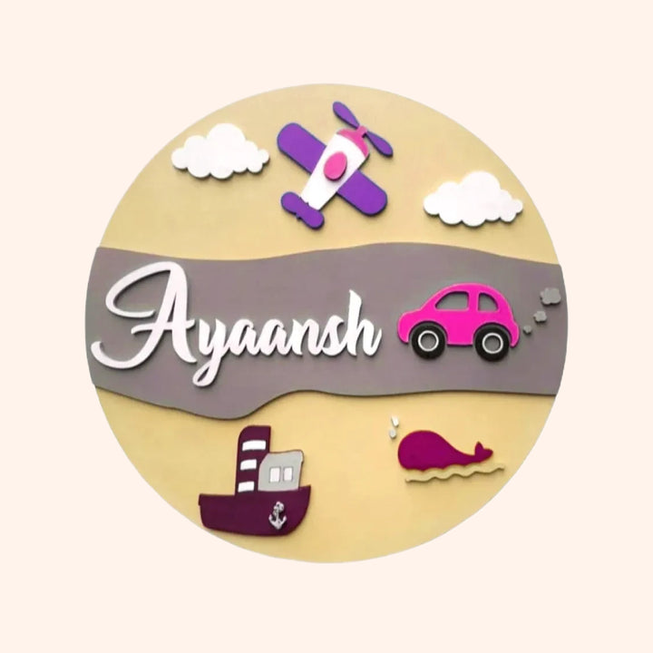Transport Theme Kids Nameplate - Zwende