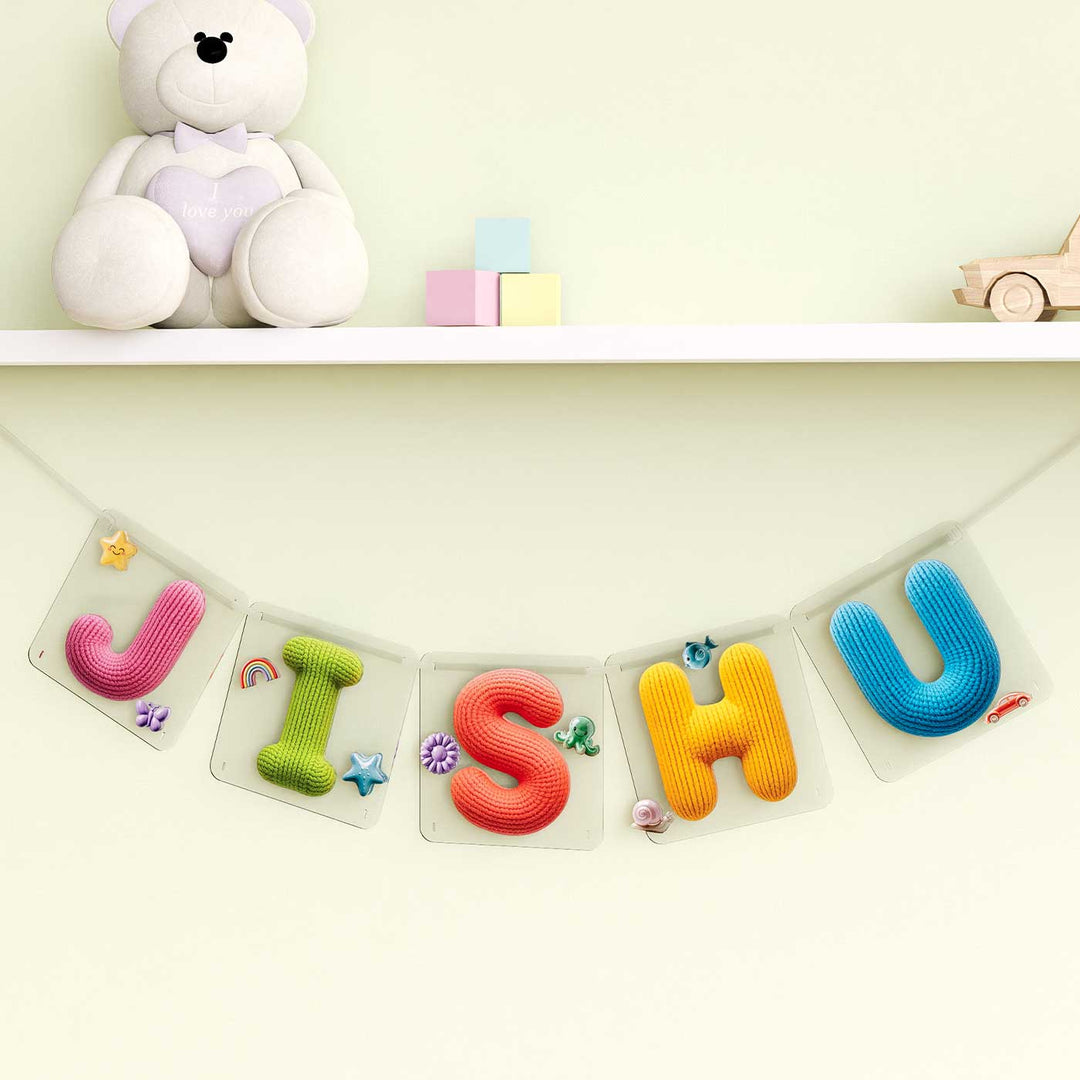 Personalized Acrylic Colourful Knitted Look Bunting