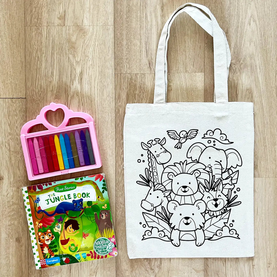 DIY Colour It Yourself Jungle Safari Cotton Kids Tote Bag