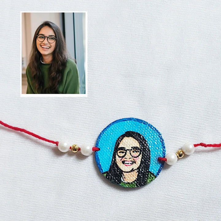 Photo Personalized Hand-Painted Round Caricature Rakhi