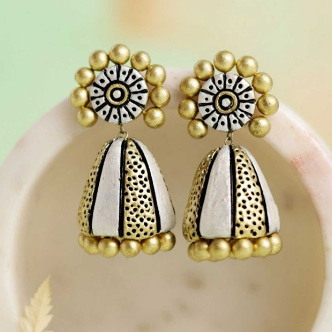 Handmade Beaded Sparkling Cone Terracotta Earrings