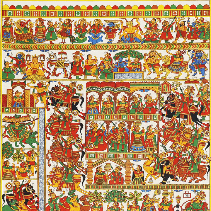 48 X 30 Inch | Story of Pabuji Paper Phad Painting