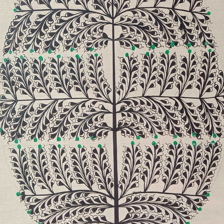 11 X 19 Inch | Handmade Tussar Silk Tree Of Life Painting