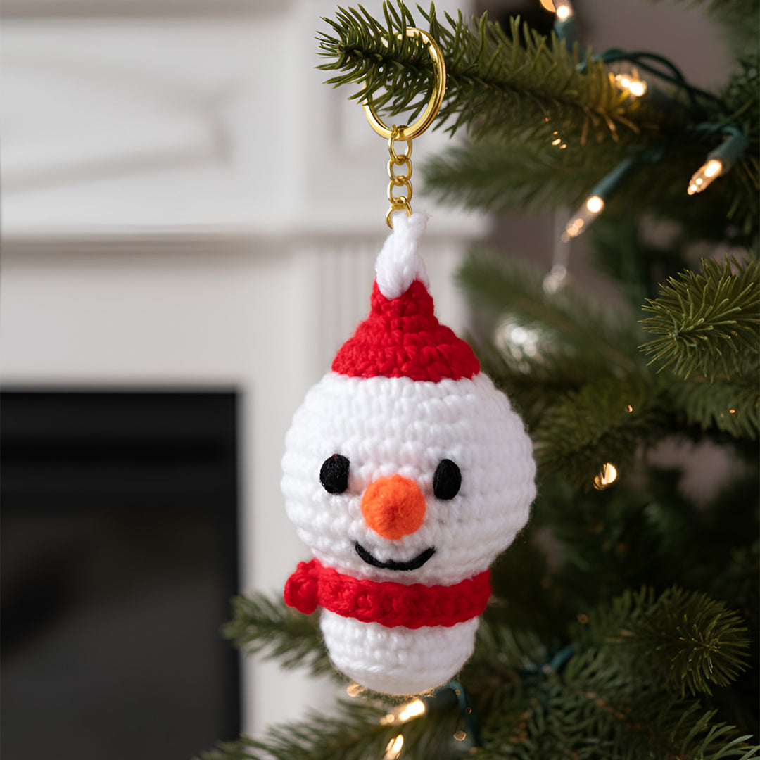 Handmade Crochet Snowman Ornament For Christmas Decoration