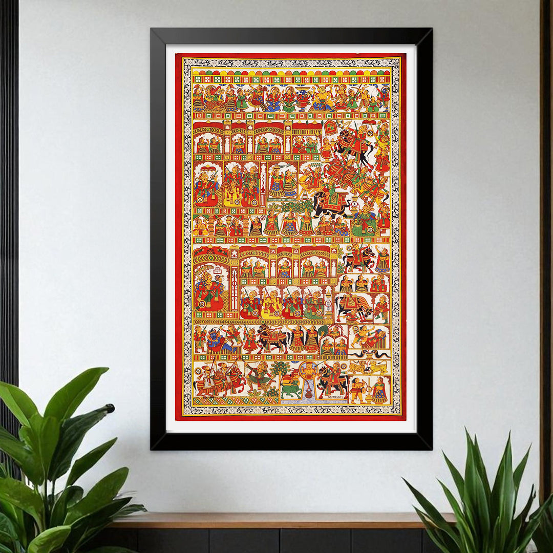 48 X 30 Inch | Story of Pabuji Paper Phad Painting