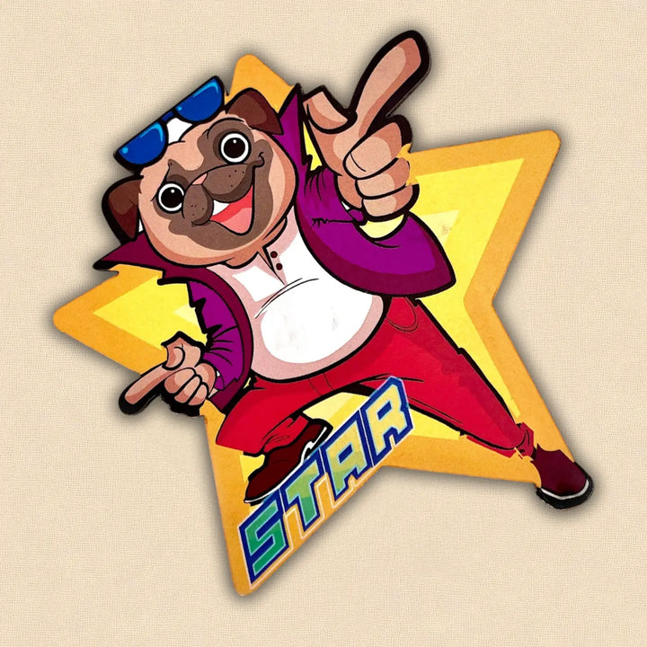 Printed Dog Theme "Star" MDF Wood Fridge Magnet