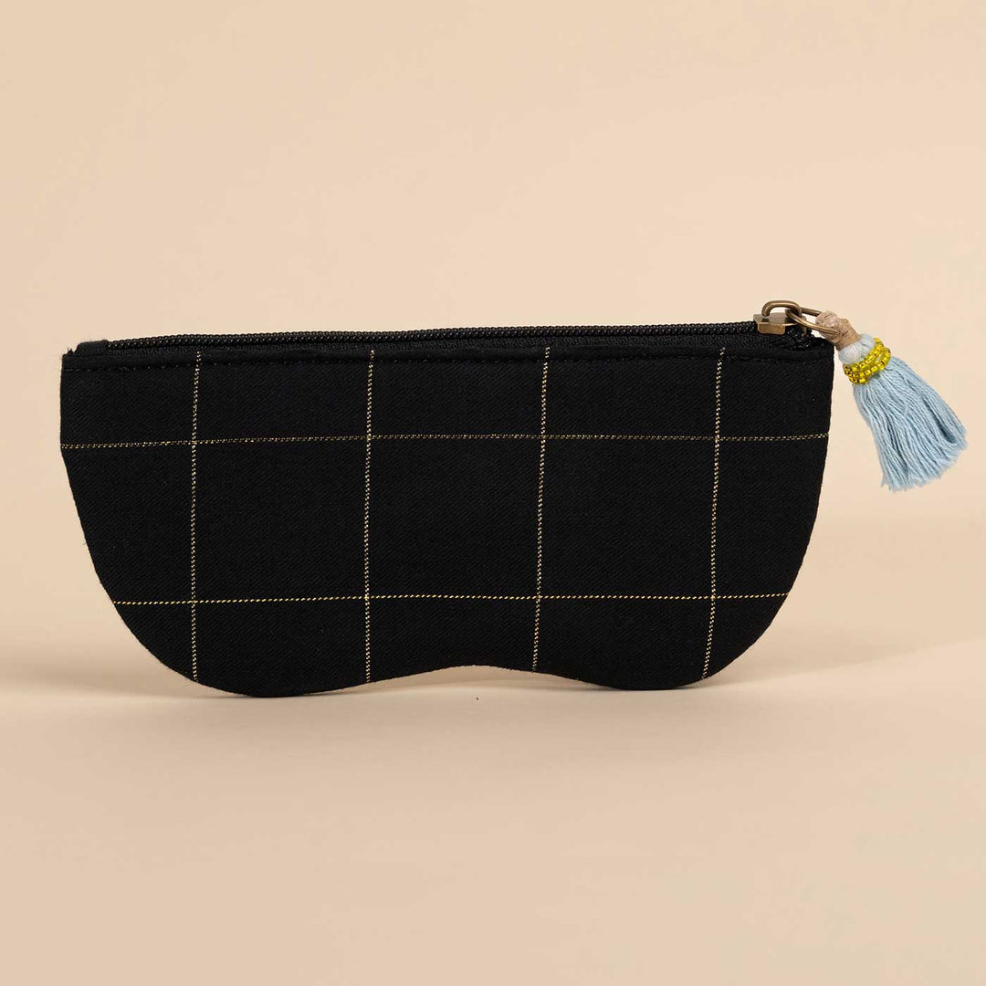 Handmade Embroidered Blue Coolers Design Suede Sunglass Cover