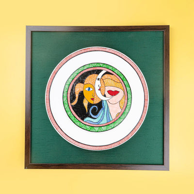 Handpainted Ceramic Wall Plate With Frame