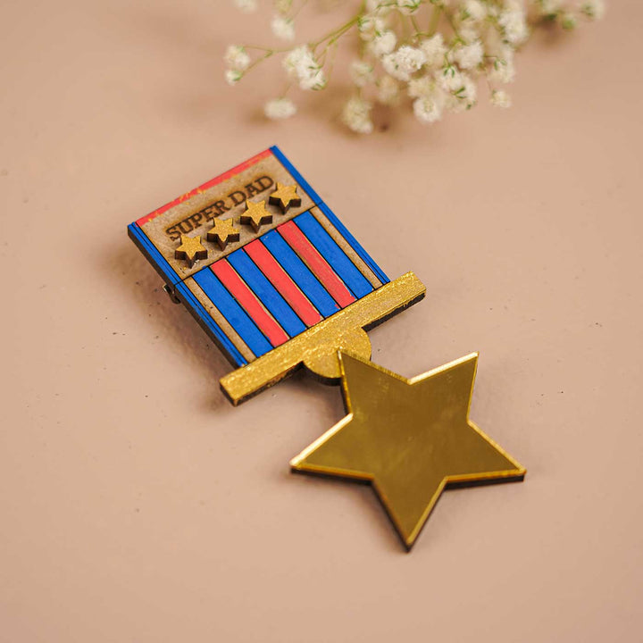Hand-Painted Super Mom And Dad Wooden Badge