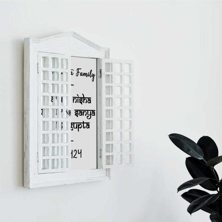Classic French Window Personalized Distress Finish Pine Wood Nameplate