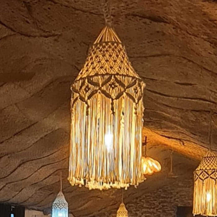 Handmade Macrame Aesthetic Design Cotton Hanging Lamp