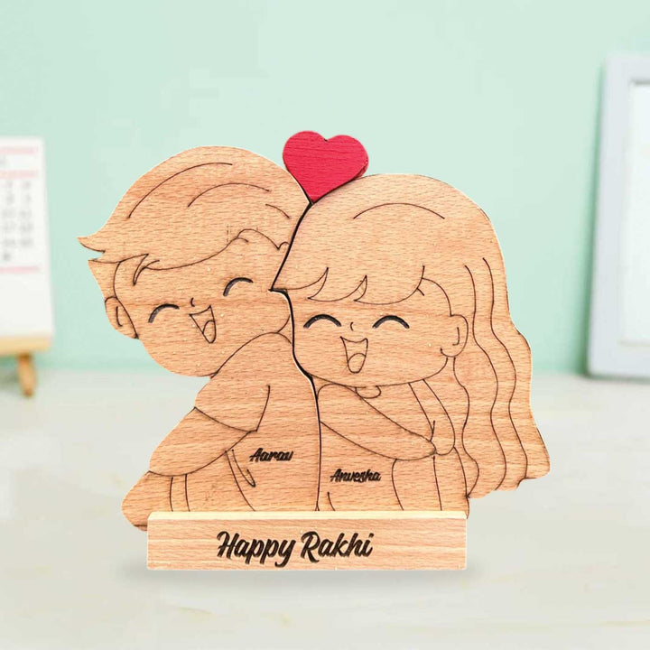 Personalized Cute Siblings Wooden Figurine