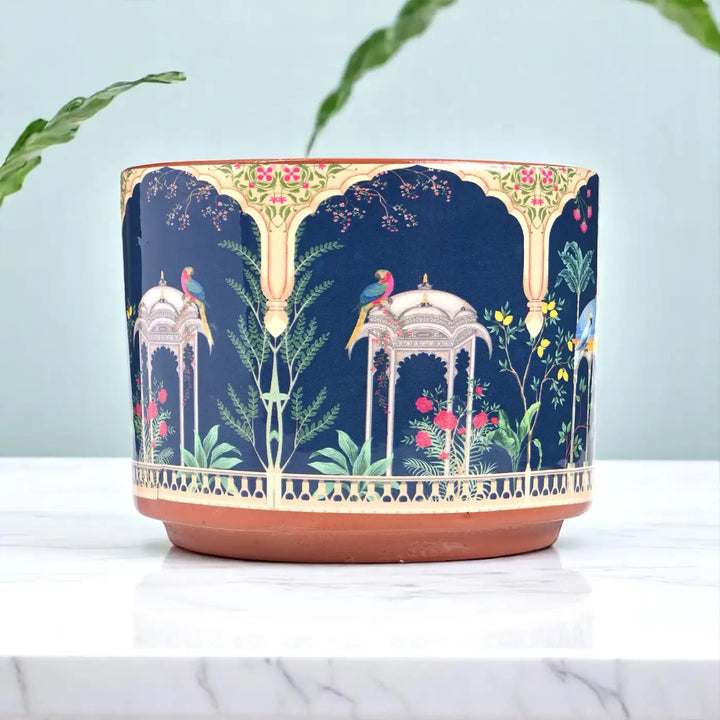 Handmade Peacock Garden Theme Terracotta Planter