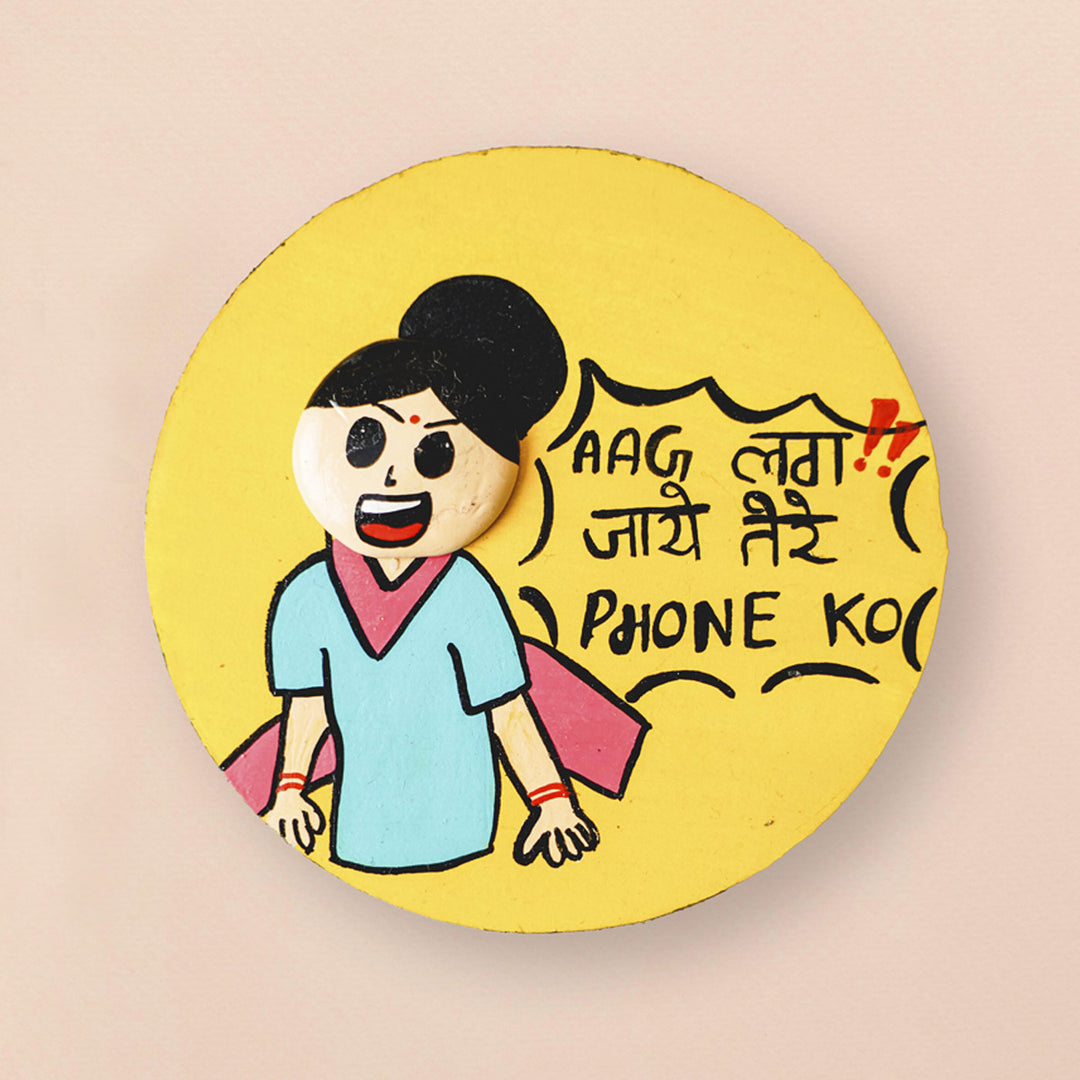 Handcrafted MDF & Clay Aunty Fridge Magnet